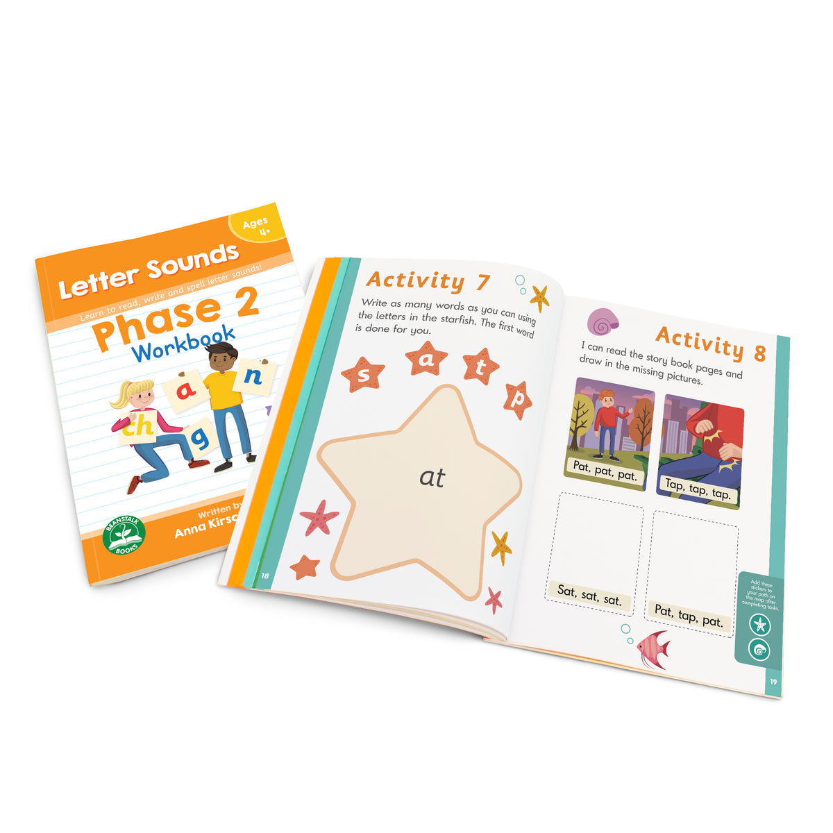 Junior Learning BB916 Phase 2 Letter Sounds Workbook - 12 Pack cover and spread