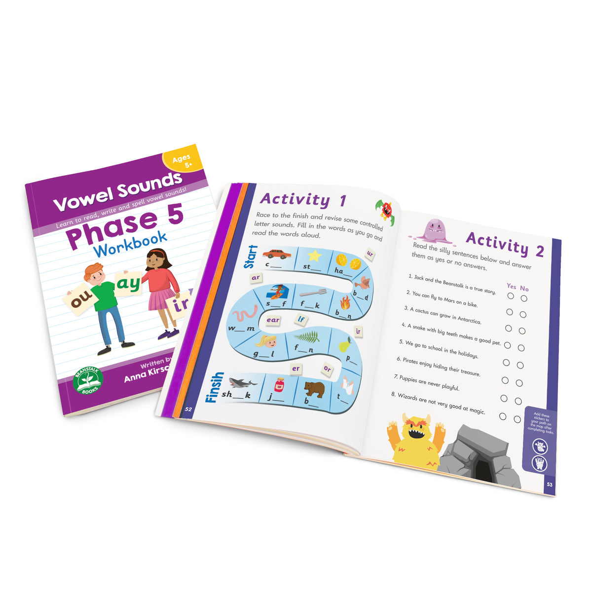 Phase 5 Vowel Sounds Workbook - 12 Pack cover and spread