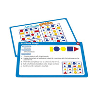 Junior Learning JL323 50 Attribute Block Activities cards front and back sample