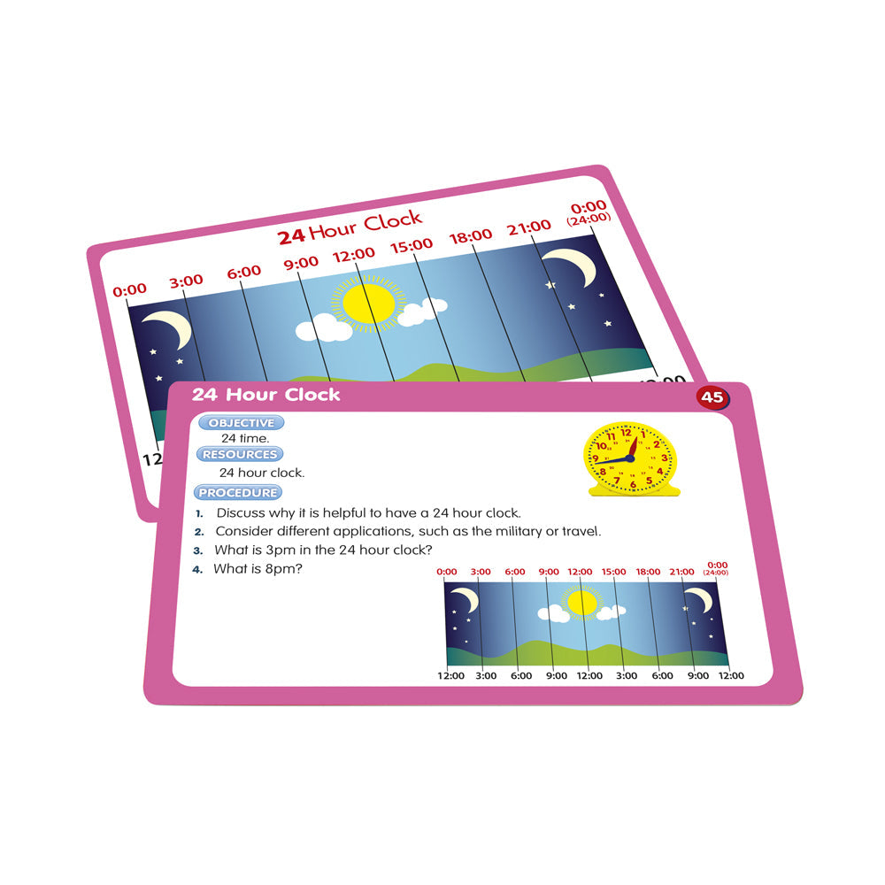 Junior Learning JL330 50 Time Activities cards front and back close up