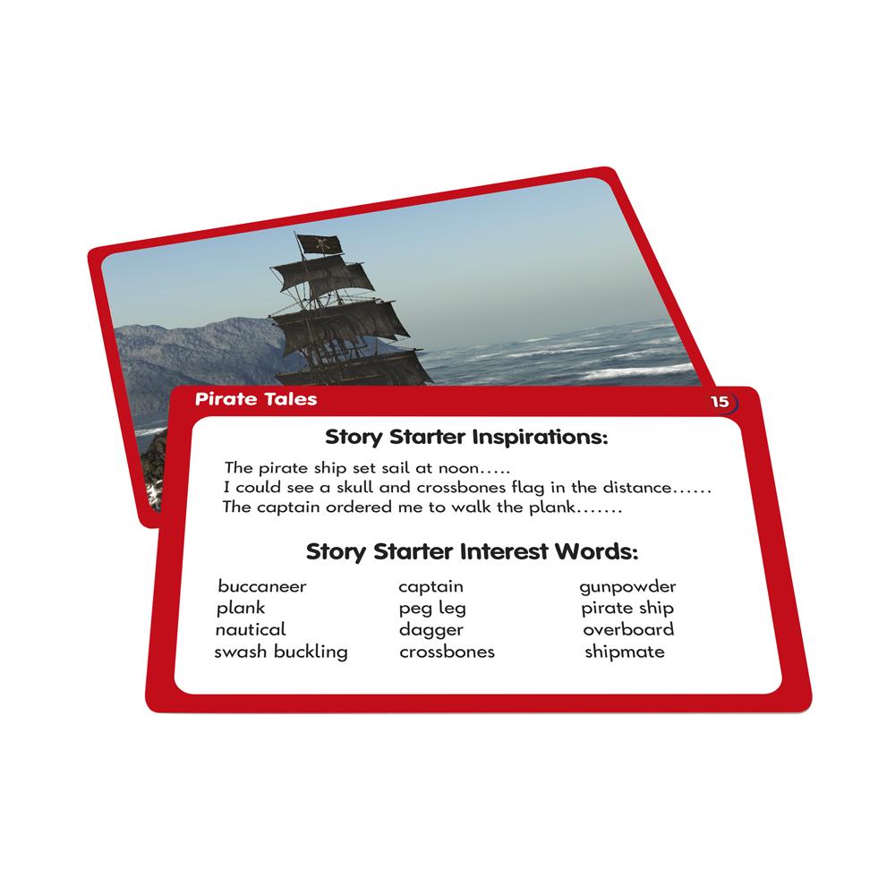 Junior Learning JL354 50 Story Starter Activities cards front and back close up