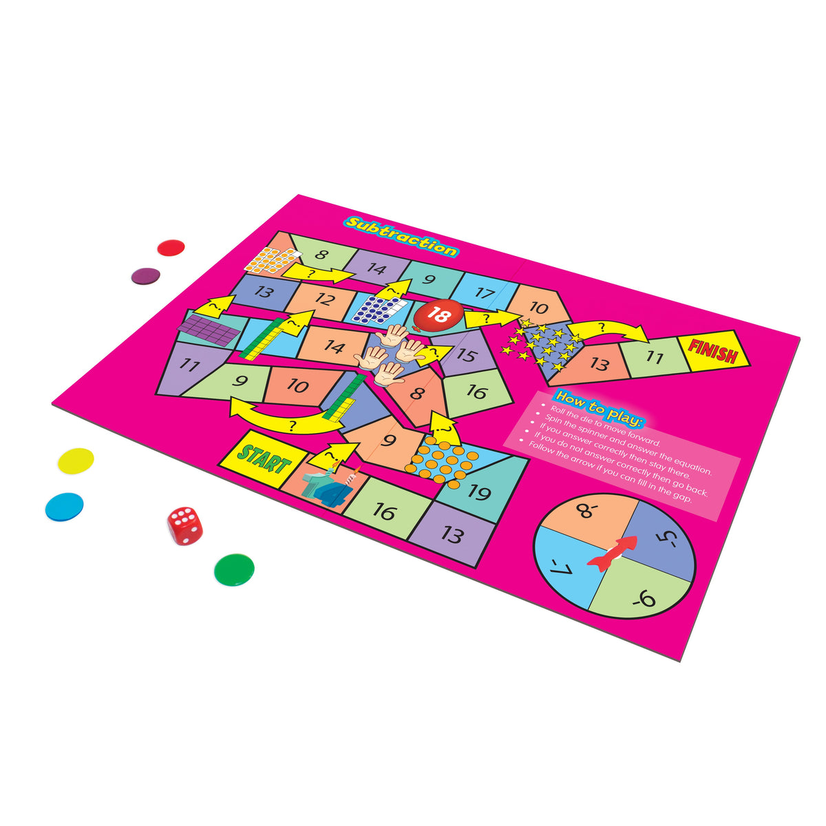 Junior Learning JL425 Math Board Games subtraction board game