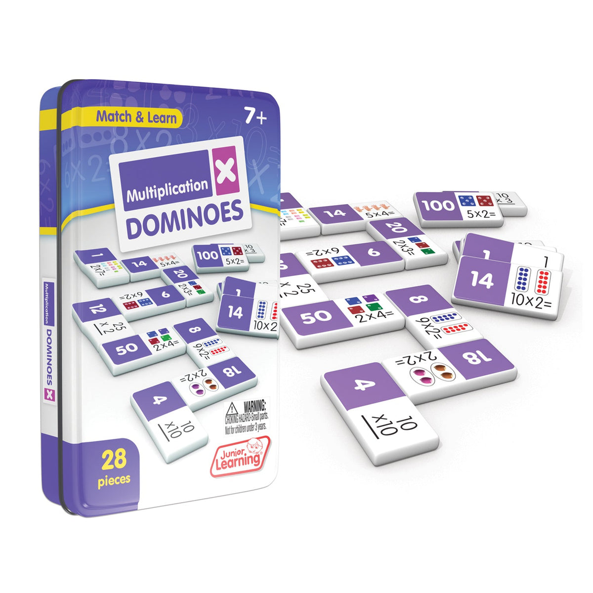 Junior Learning JL483 Multiplication Dominoes tin and pieces