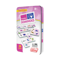 Junior Learning JL485 Match and Learn Fraction Dominoes tin angled left