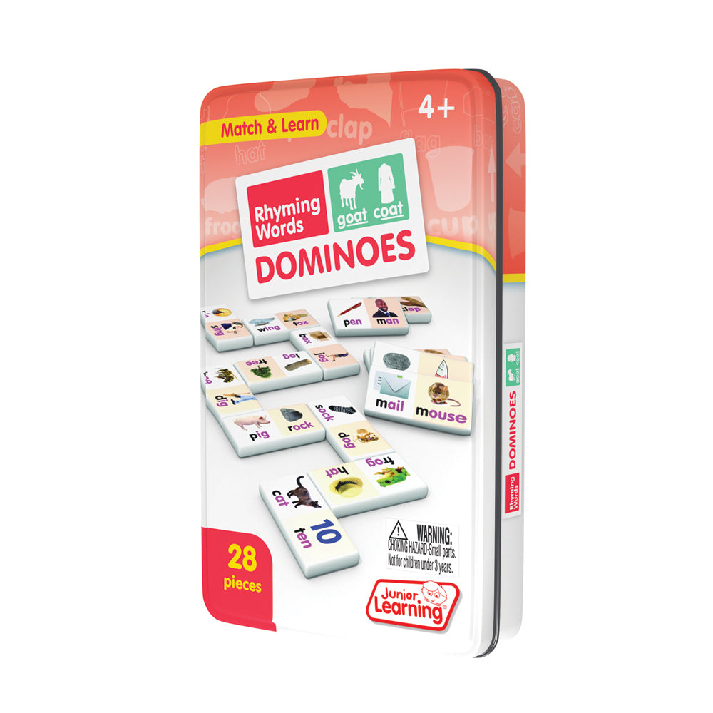 Junior Learning JL490 Rhyming Words Dominoes tin angled left