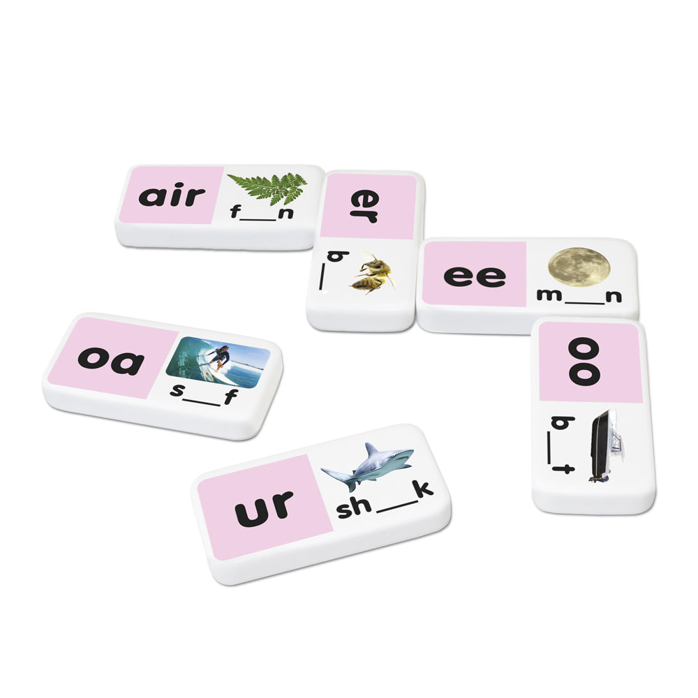 Junior Learning JL495 Long Vowels Dominoes pieces close up