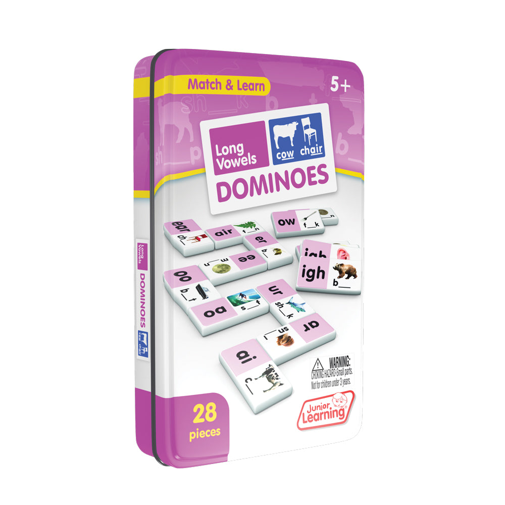 Junior Learning JL495 Long Vowels Dominoes tin angled right
