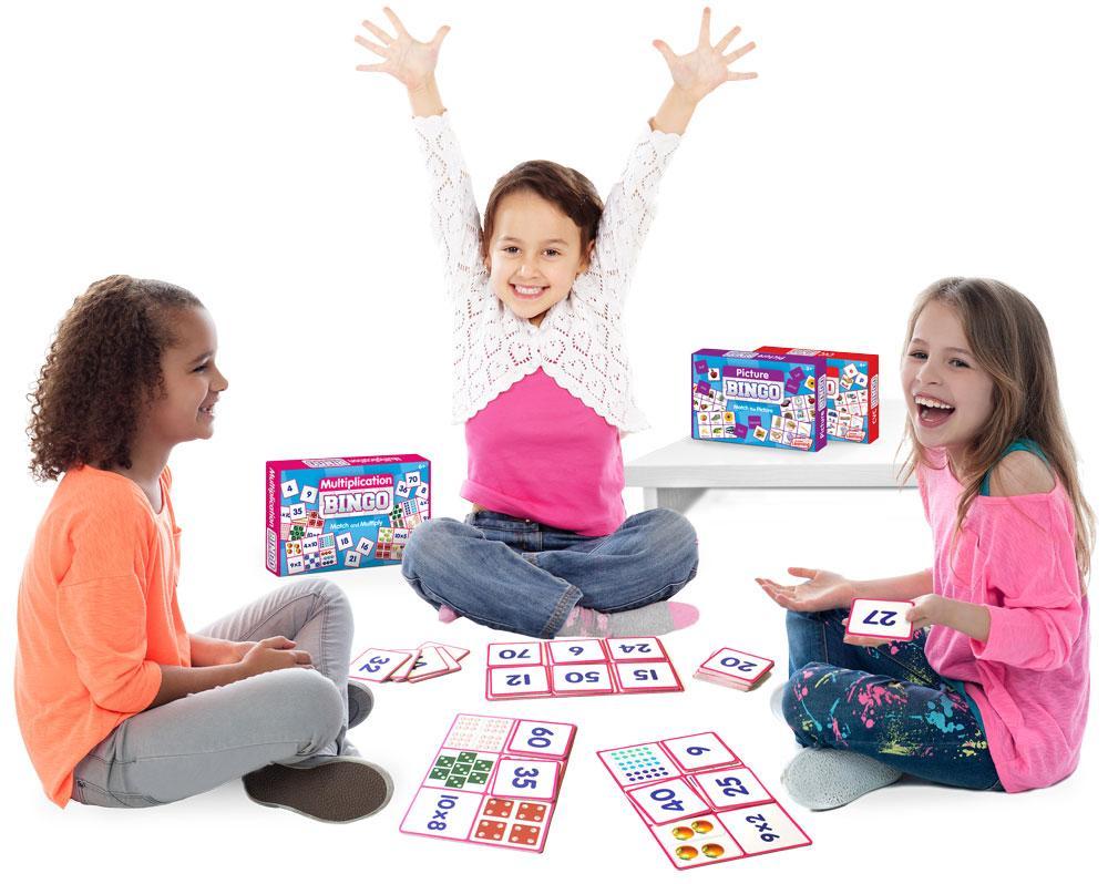kids playing Junior Learning JL550 Multiplication Bingo