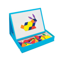 Junior Learning JL613 Rainbow Pattern Blocks write and wipe board and pieces angled right