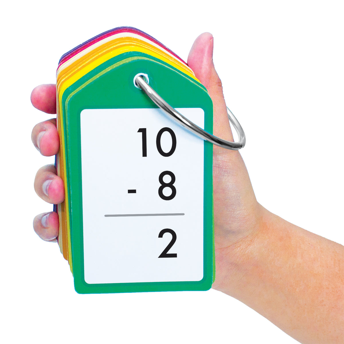 hand holding Junior Learning JL631 Subtraction Teach Me Tags