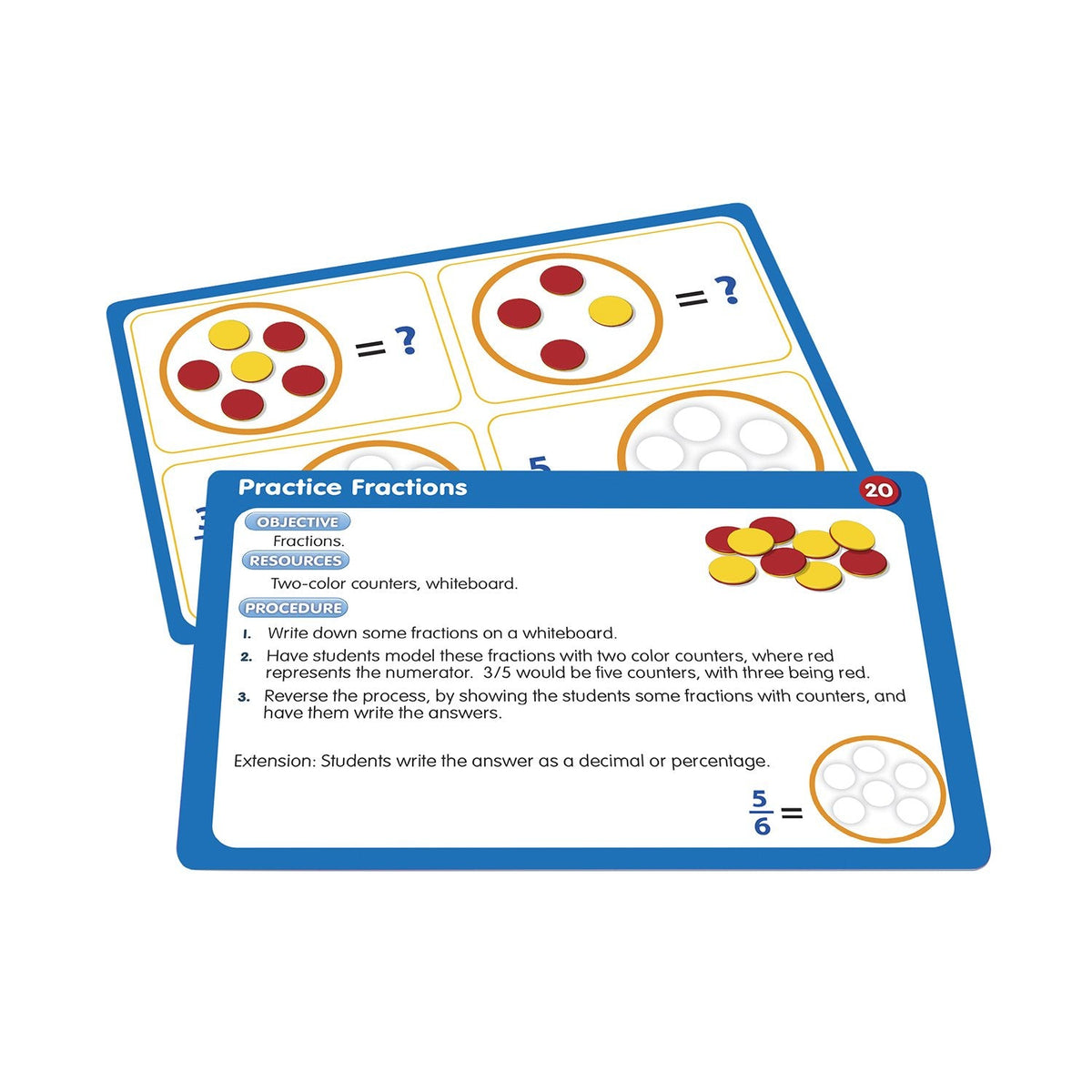 Junior Learning JL639 50 Two-Color Counter Activities cards front and back close up