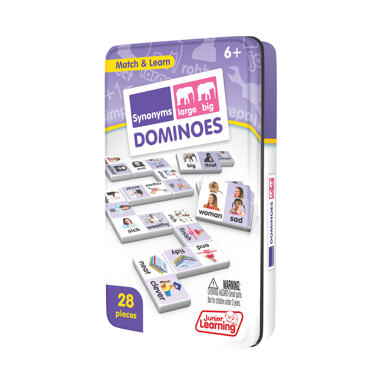 Junior Learning JL665 Synonyms Dominoes tin angled  left
