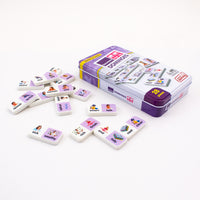 Junior Learning JL665 Synonyms Dominoes tin and pieces angled flat