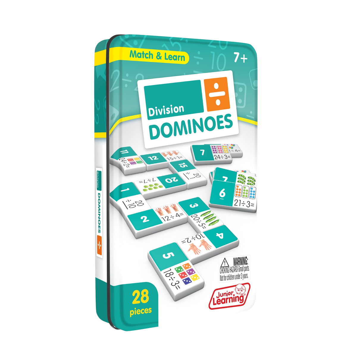 Junior Learning JL671 Division Dominoes tin angled right