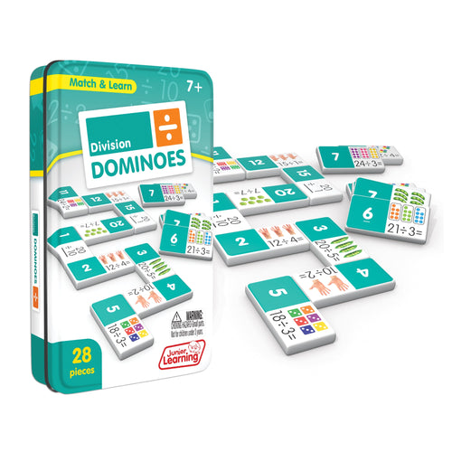 Junior Learning JL671 Division Dominoes tin and pieces