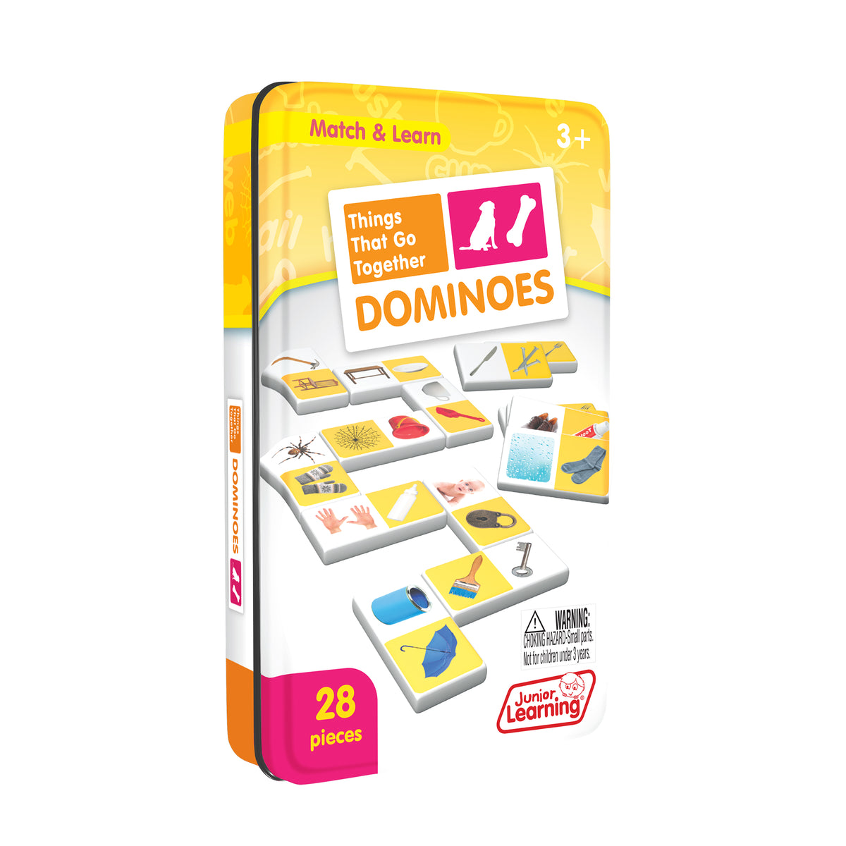 Junior Learning JL672 Things That Go Together Dominoes tin angled right